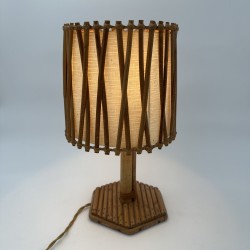 Louis Sognot Rattan Lamp | 1950s Vintage French Riviera Lighting
