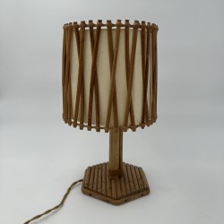 Louis Sognot Rattan Lamp | 1950s Vintage French Riviera Lighting
