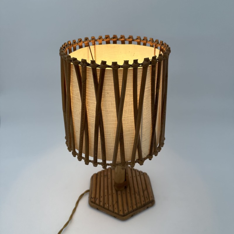Louis Sognot Rattan Lamp | 1950s Vintage French Riviera Lighting