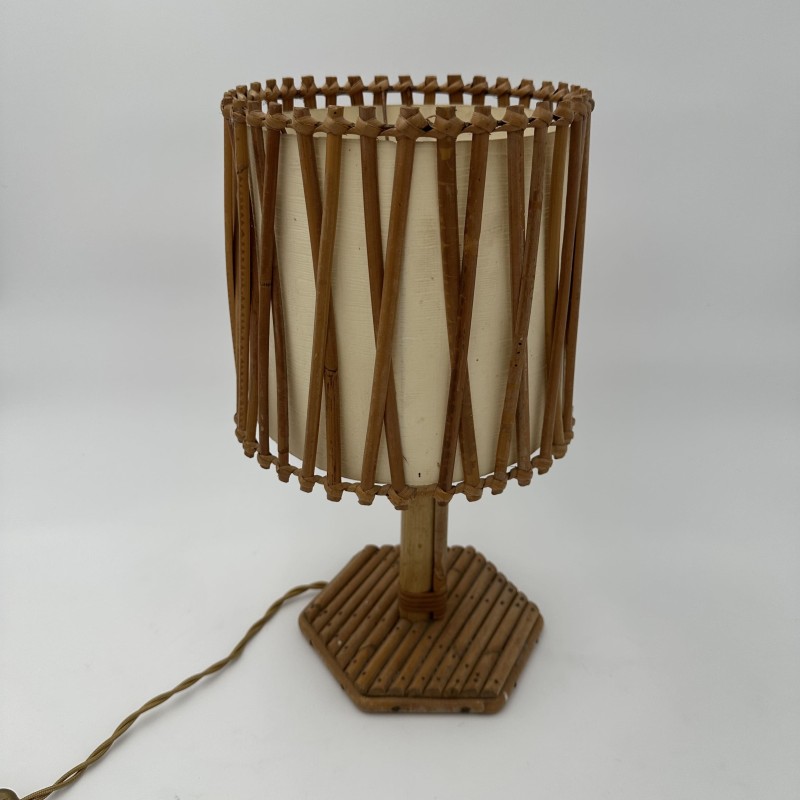 Louis Sognot Rattan Lamp | 1950s Vintage French Riviera Lighting