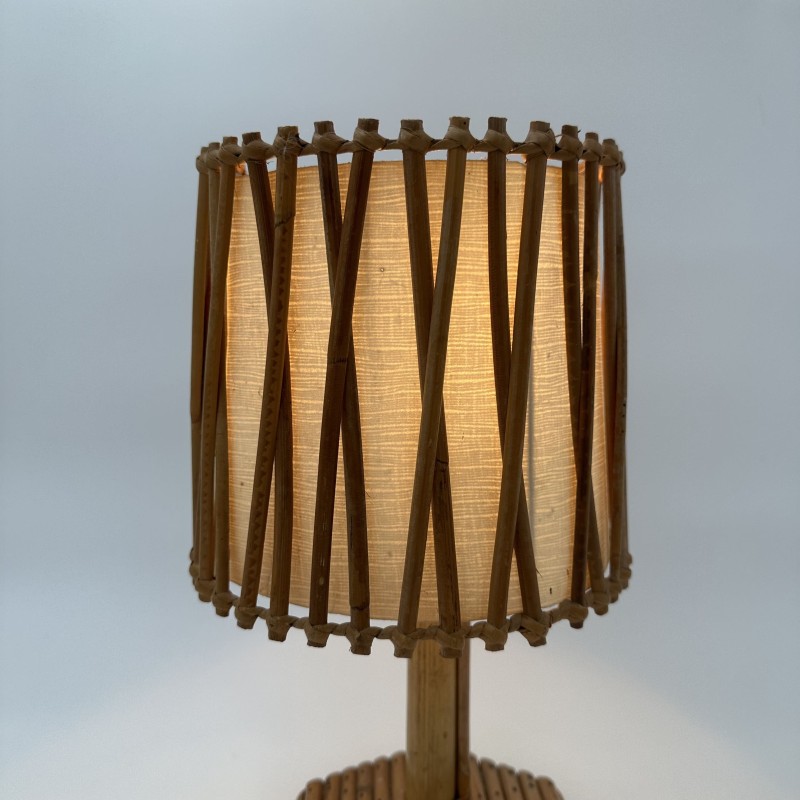 Louis Sognot Rattan Lamp | 1950s Vintage French Riviera Lighting