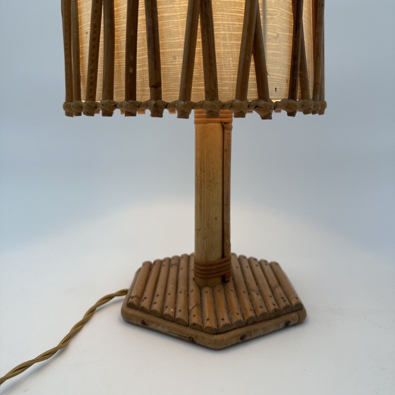 Lampe Rotin Louis Sognot | Luminaire Vintage French Riviera Années 50