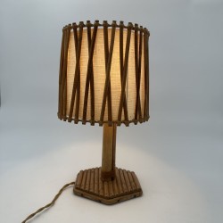Louis Sognot Rattan Lamp | 1950s Vintage French Riviera Lighting