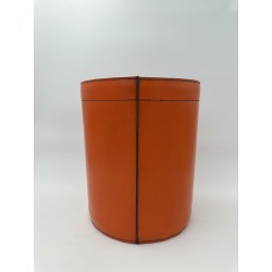 Corbeille Cuir Orange Piqûre Sellier | Style Hermès Vintage