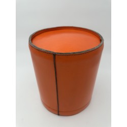 Orange Leather Wastebasket Saddle Stitch | Vintage Hermès Style