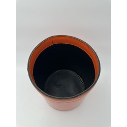 Orange Leather Wastebasket Saddle Stitch | Vintage Hermès Style