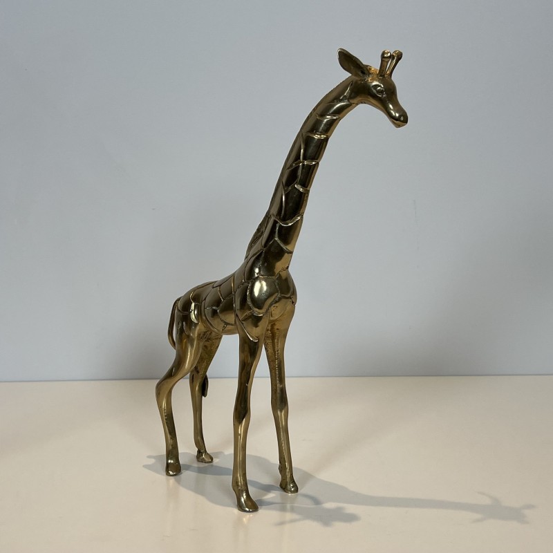 Paire Girafes Laiton Poli | Sculpture Vintage Années 1970