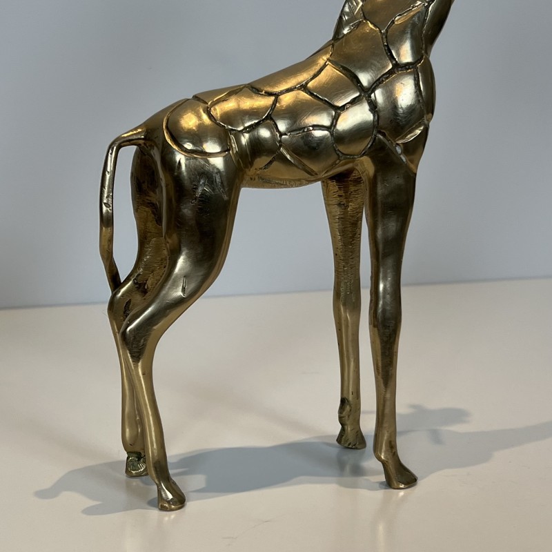 Paire Girafes Laiton Poli | Sculpture Vintage Années 1970