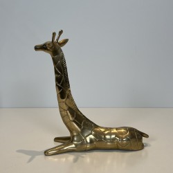 Pair of Polished Brass Giraffes | Vintage Sculpture 1970s