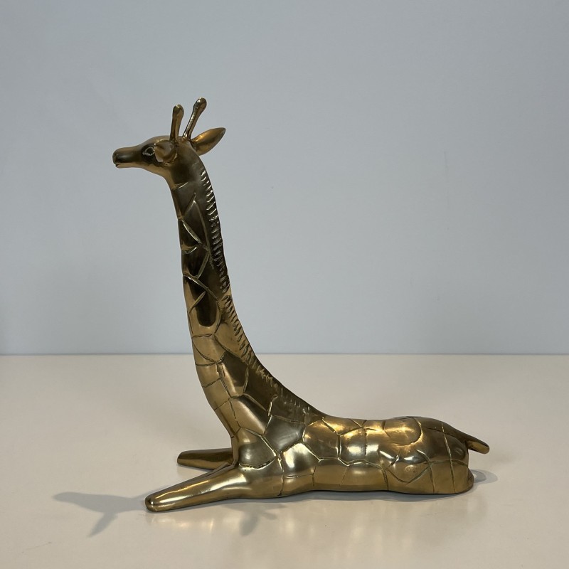 Paire Girafes Laiton Poli | Sculpture Vintage Années 1970