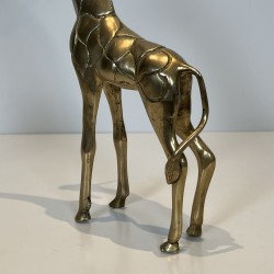 Paire Girafes Laiton Poli | Sculpture Vintage Années 1970