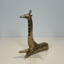 Paire Girafes Laiton Poli | Sculpture Vintage Années 1970