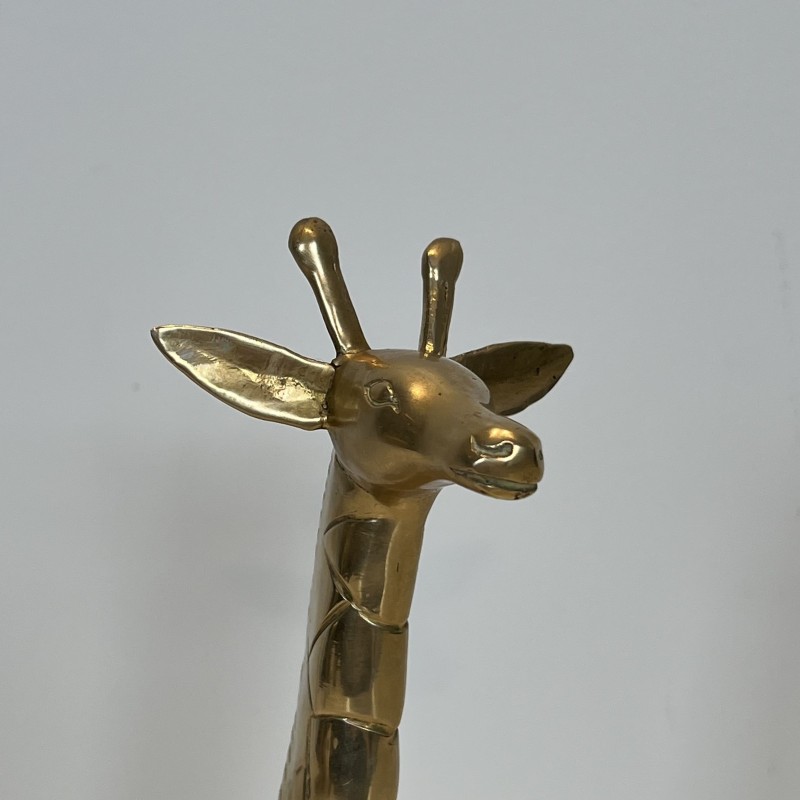 Paire Girafes Laiton Poli | Sculpture Vintage Années 1970