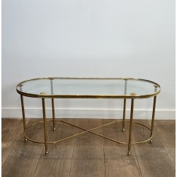 Table Basse Laiton Ovale | Maison Baguès Style Années 1960