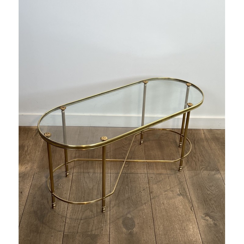 Oval Brass Coffee Table | Maison Baguès Style 1960s Vintage