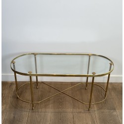 Oval Brass Coffee Table | Maison Baguès Style 1960s Vintage