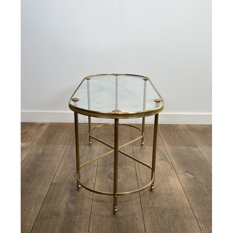 Oval Brass Coffee Table | Maison Baguès Style 1960s Vintage