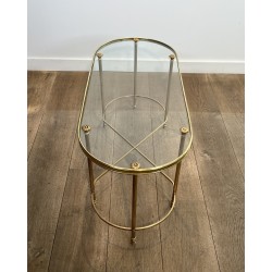 Oval Brass Coffee Table | Maison Baguès Style 1960s Vintage