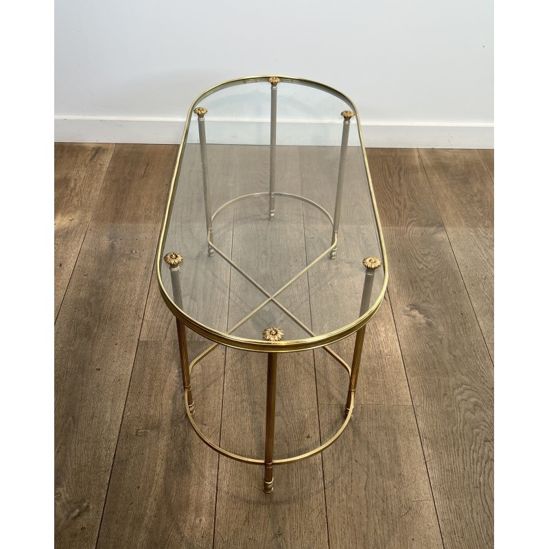 Oval Brass Coffee Table | Maison Baguès Style 1960s Vintage