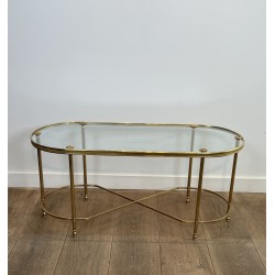 Table Basse Laiton Ovale | Maison Baguès Style Années 1960
