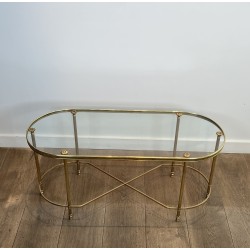 Oval Brass Coffee Table | Maison Baguès Style 1960s Vintage