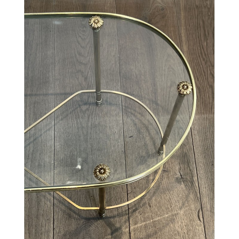 Oval Brass Coffee Table | Maison Baguès Style 1960s Vintage