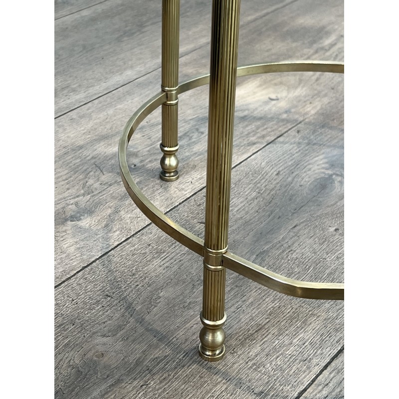 Oval Brass Coffee Table | Maison Baguès Style 1960s Vintage