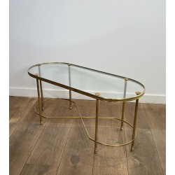Table Basse Laiton Ovale | Maison Baguès Style Années 1960