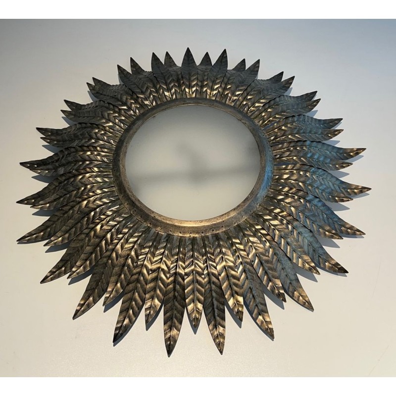 Silvered Metal Sunburst Fixture or Wall Light