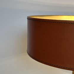 Camel Leather & Brass Desk Lamp | Jacques Adnet Style 1970s