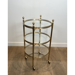 Round Brass Bar Cart | Maison Jansen 1940s vintage