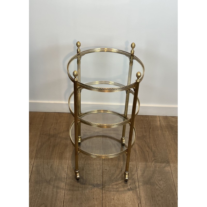 Round Brass Bar Cart | Maison Jansen 1940s vintage