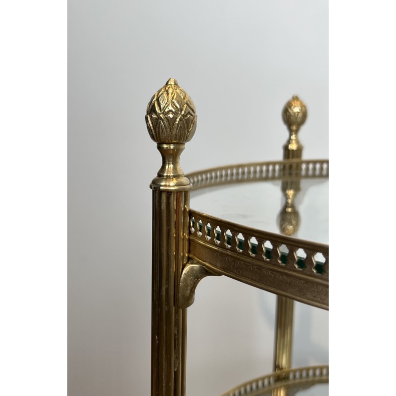 Round Brass Bar Cart | Maison Jansen 1940s vintage