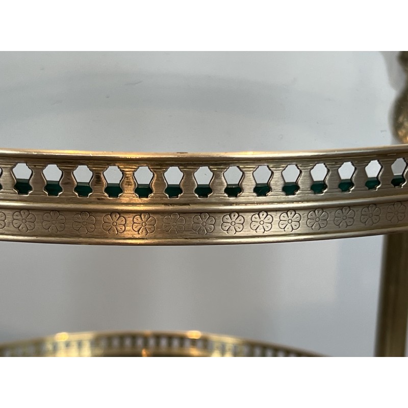 Round Brass Bar Cart | Maison Jansen 1940s vintage