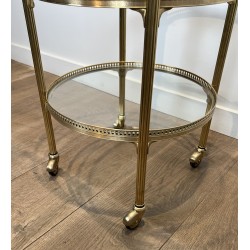 Round Brass Bar Cart | Maison Jansen 1940s vintage