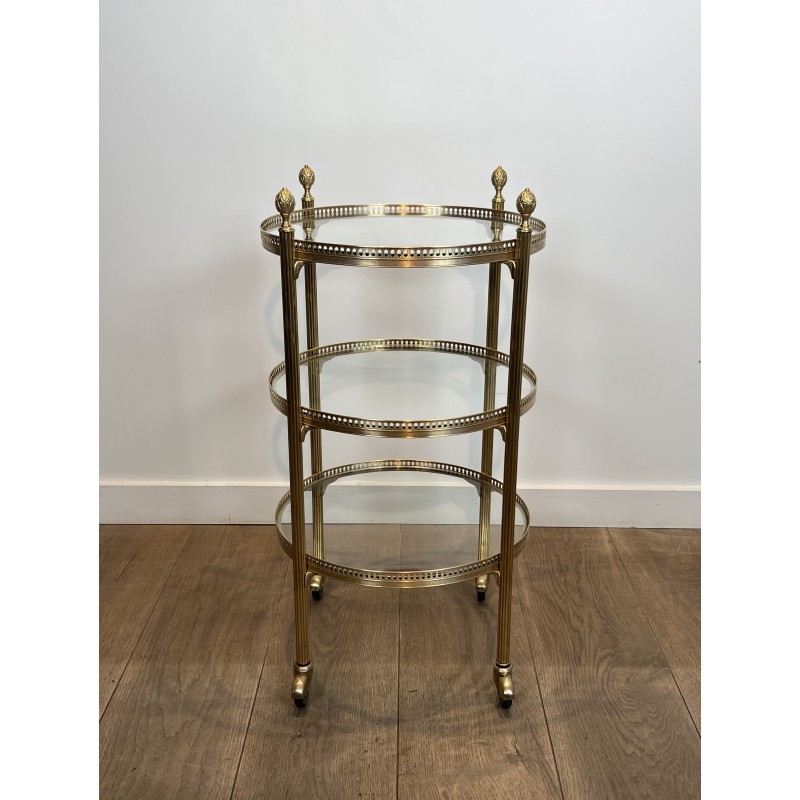 Round Brass Bar Cart | Maison Jansen 1940s vintage