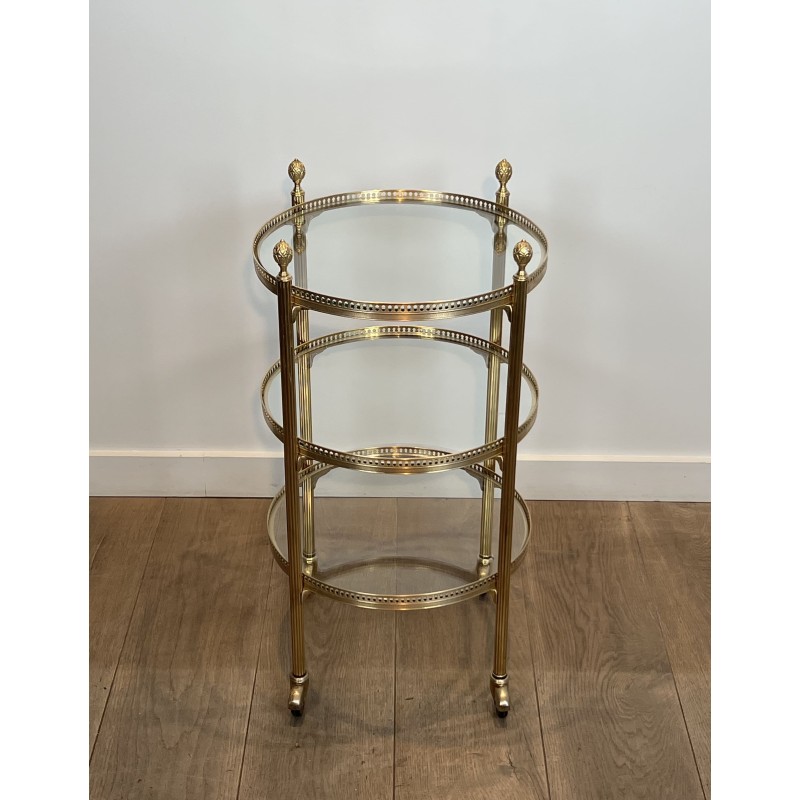 Round Brass Bar Cart | Maison Jansen 1940s vintage