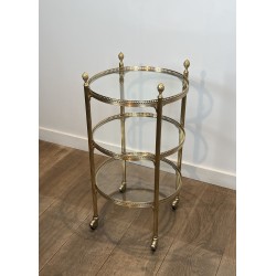 Round Brass Bar Cart | Maison Jansen 1940s vintage