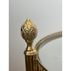 Round Brass Bar Cart | Maison Jansen 1940s vintage