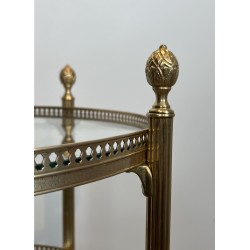 Round Brass Bar Cart | Maison Jansen 1940s vintage