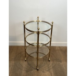 Round Brass Bar Cart | Maison Jansen 1940s vintage