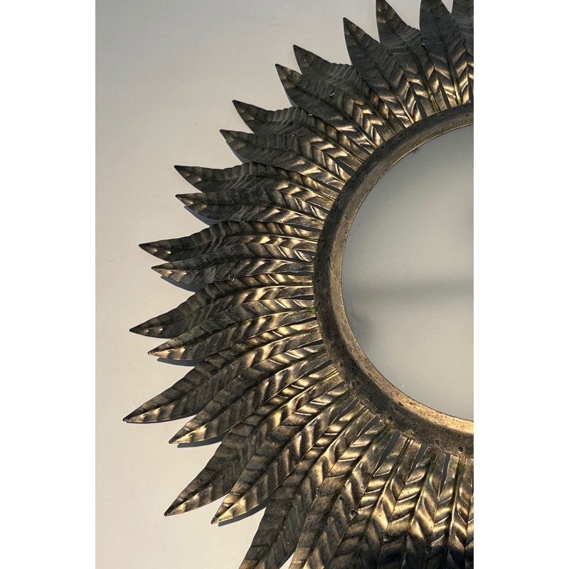 Silvered Metal Sunburst Fixture or Wall Light