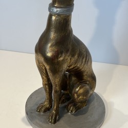 Pair Gilded Wood Greyhounds | Mid-20th Century Italian Sculpture