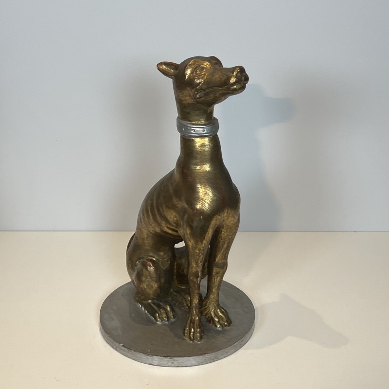 Paire Lévriers Bois Doré | Sculpture Italienne Milieu XXe Siècle