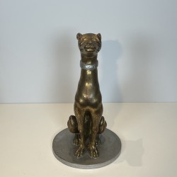 Pair Gilded Wood Greyhounds | Mid-20th Century Italian Sculpture