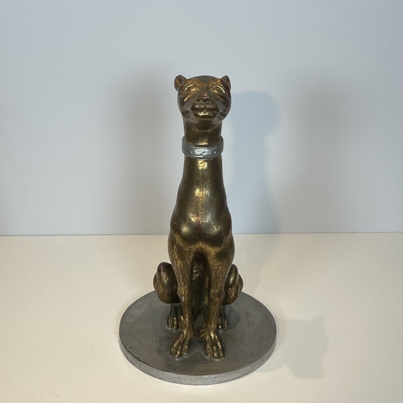 Pair Gilded Wood Greyhounds | Mid-20th Century Italian Sculpture