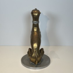 Pair Gilded Wood Greyhounds | Mid-20th Century Italian Sculpture