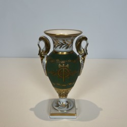 Pair Empire Style Porcelain Vases | Swan & Fasces Decor