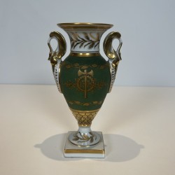 Paire Vases Porcelaine Style Empire | Décor Faisceau de Licteur