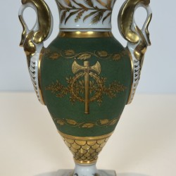 Paire Vases Porcelaine Style Empire | Décor Faisceau de Licteur